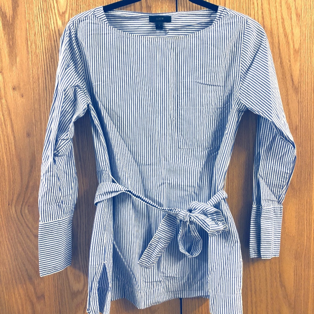 J.Crew Striped Boatneck Dress Shirt